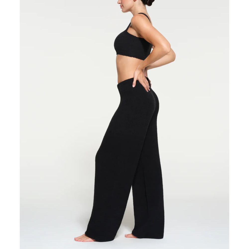 Skims Cozy Knit Lounge Pants Black Straight Leg Pull On High Rise Sz 2X‎ / 3X